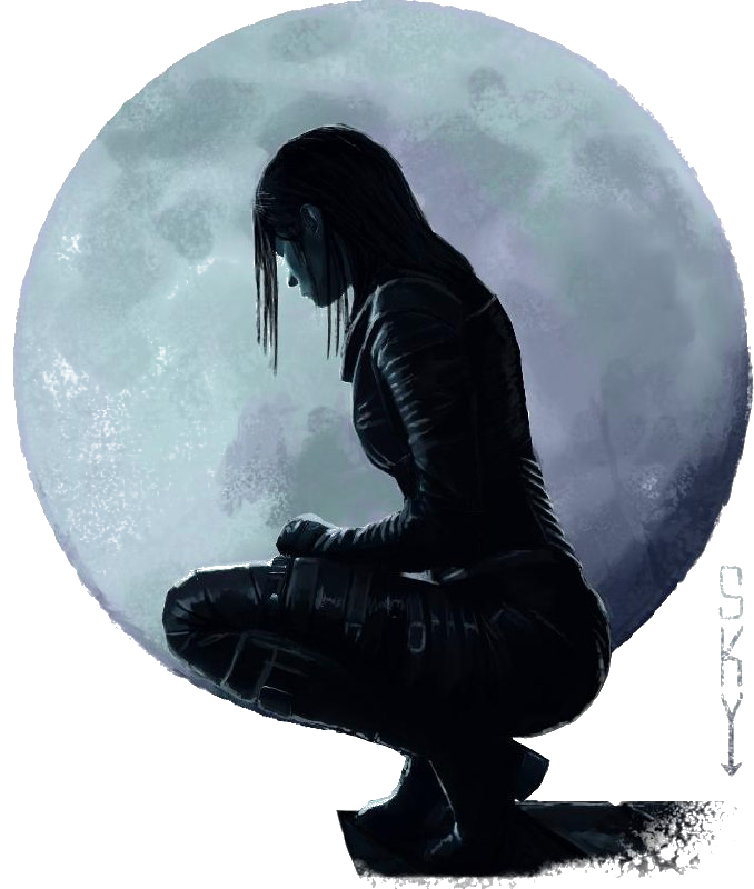 Gothic vampire character art by Sky Bradley